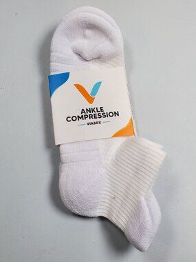 Viasox Easy Stretch Ankle Compression Socks Women Size S - M NWT Bamboo White